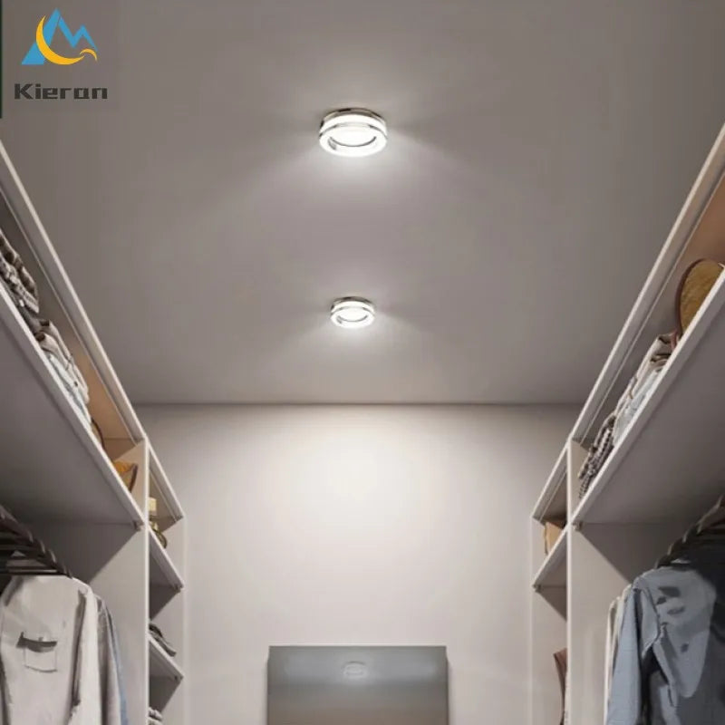 Spot LED moderne acier inoxydable brossé blanc autonome 5m² 5W 7W tricolore
