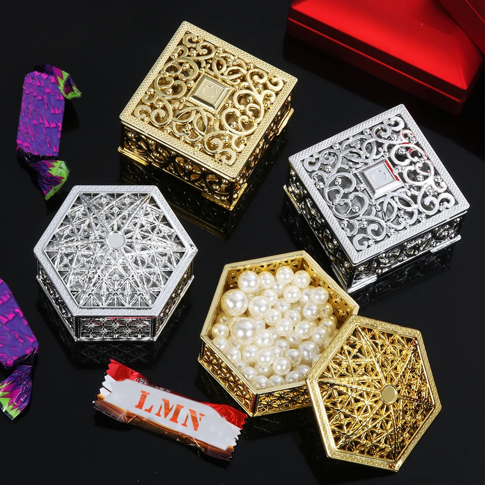 boîtes bijoux or argent élégantes ajourées classiques bonbons favor mariage trinkets organizer