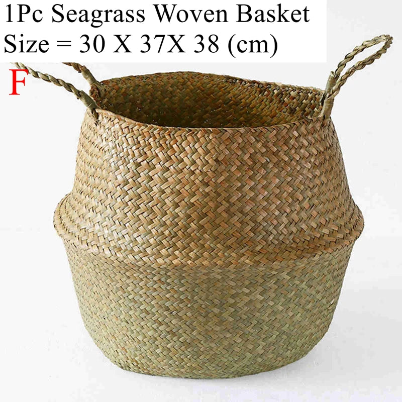 panier tissé osier pliable rangement stockage beige clair rustique naturel poignées corde