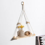 étagère murale suspendue macramé bois bois franges décoration boho chambre salon