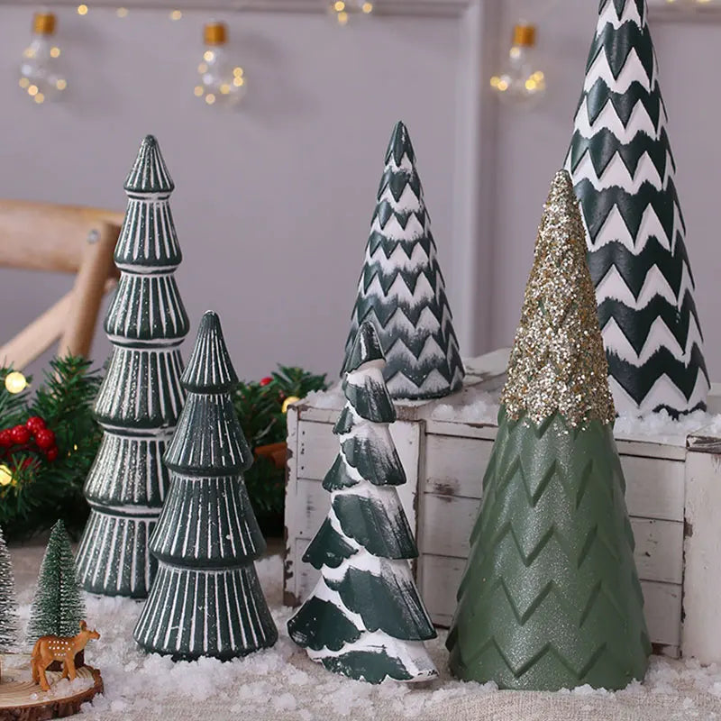 Mini décoration d'arbre de Noël en résine artisanale couleur saphir profond