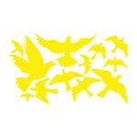 sticker mural moderne oiseaux volants blanc jaune noir 30x50cm adhésif