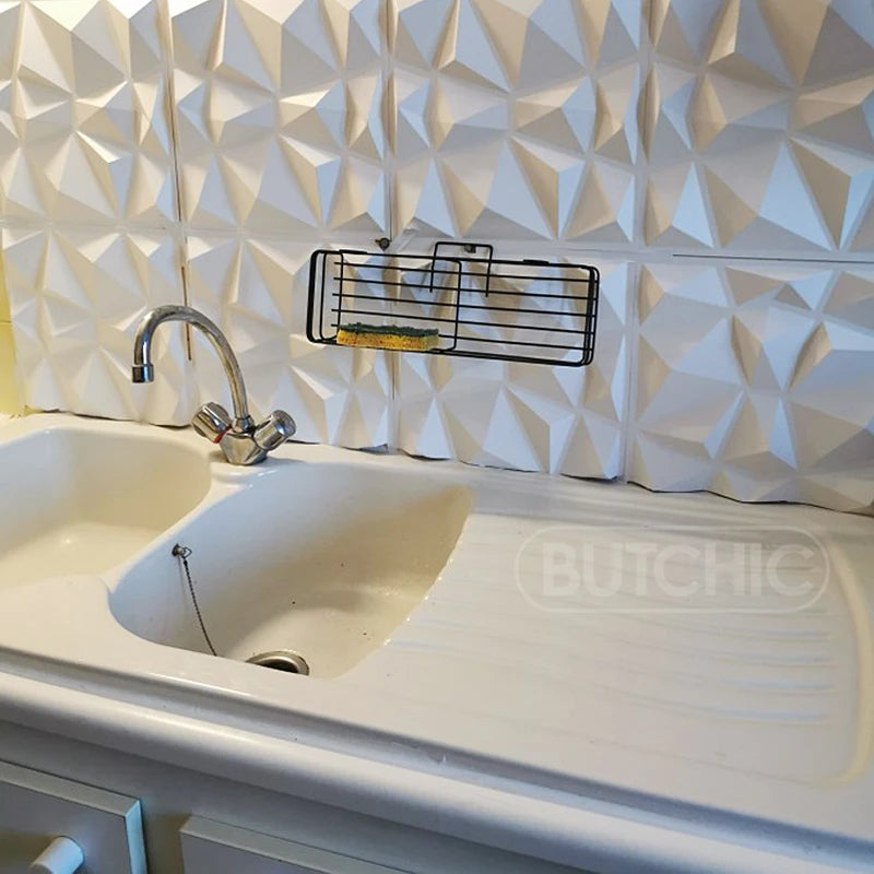 panneau décoratif 3d moderne triangles géométriques blanc adhésif opacité plastique