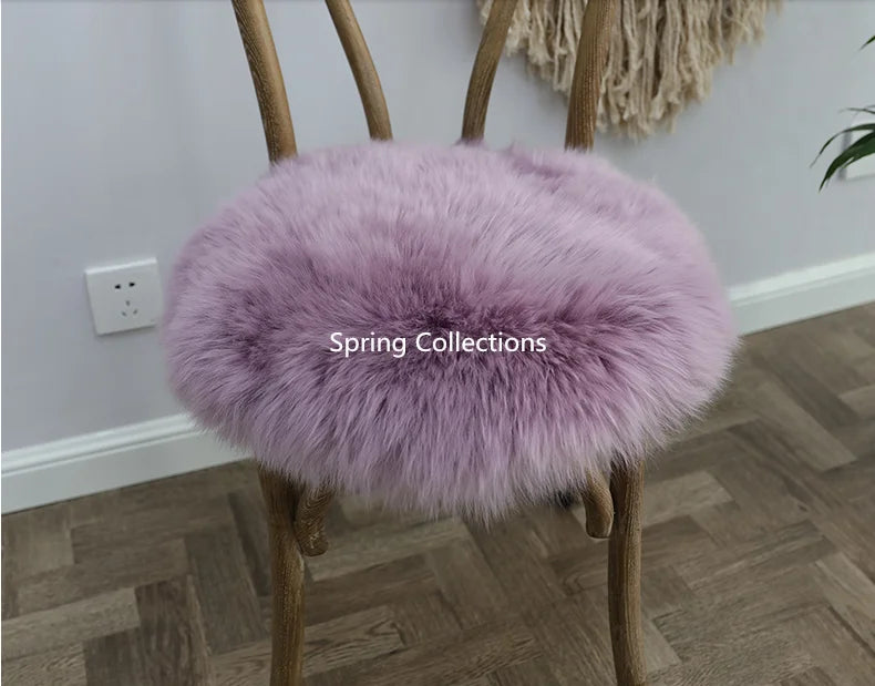 coussin chaise rond laine mouton fourrure épaisse doux confortable siège moderne