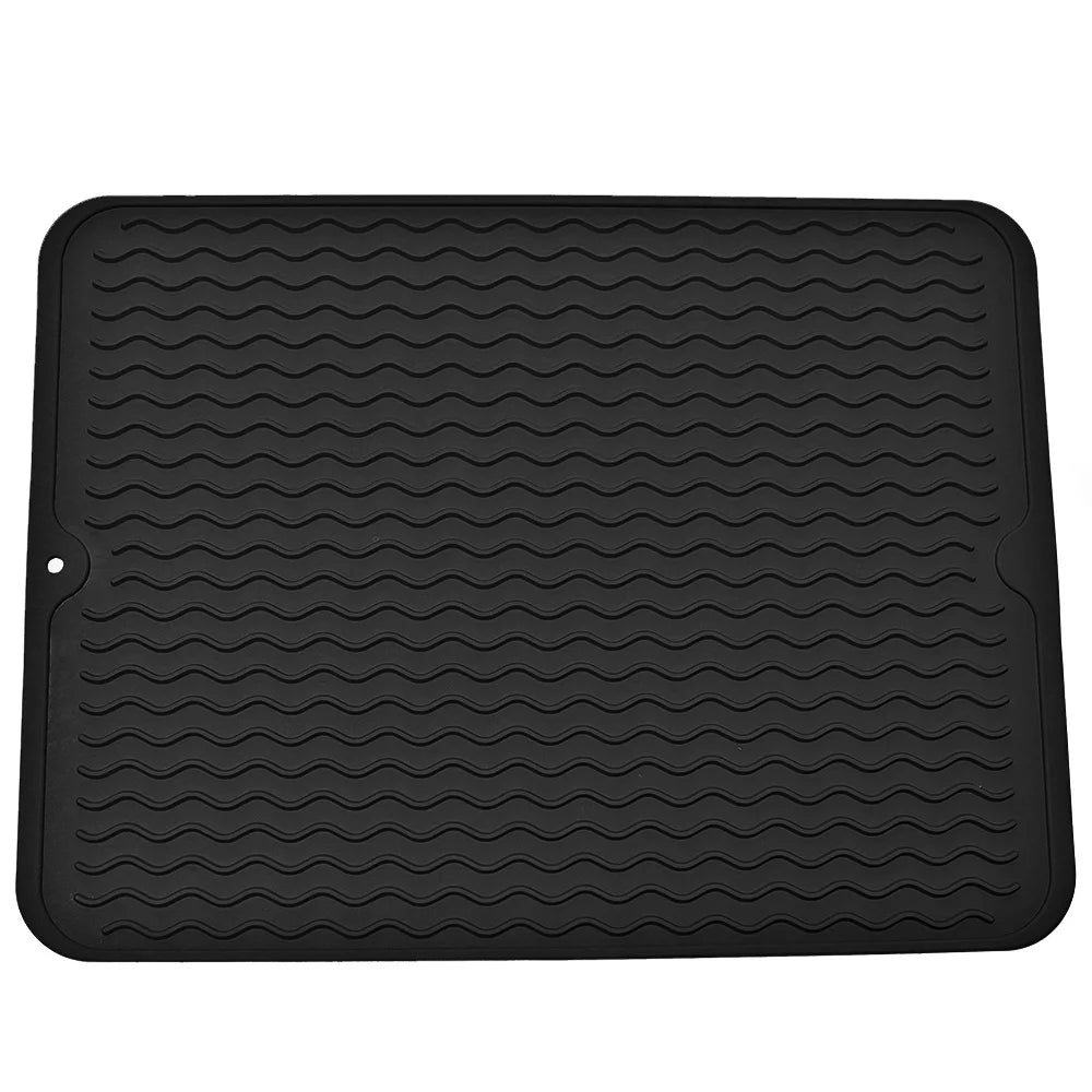 tapis séchage vaisselle silicone bleu rose rayures modernes assiettes couverts dimension 40x30cm