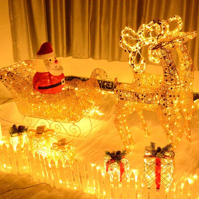 Guirlande lumineuse LED cerf doré sur sapin de Noël