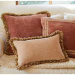 taies d'oreiller jacquard géométrique rose pâle bordure dorée élégantes polyester respectueuses environnement casa decoration