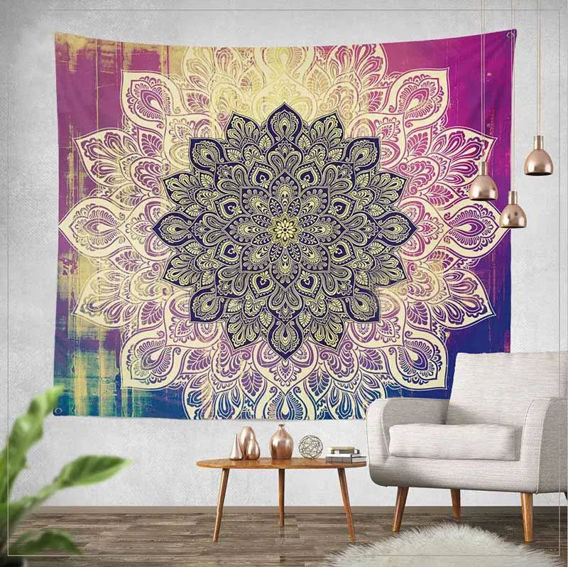 Tapisserie mandala cristal pour couvre-lit