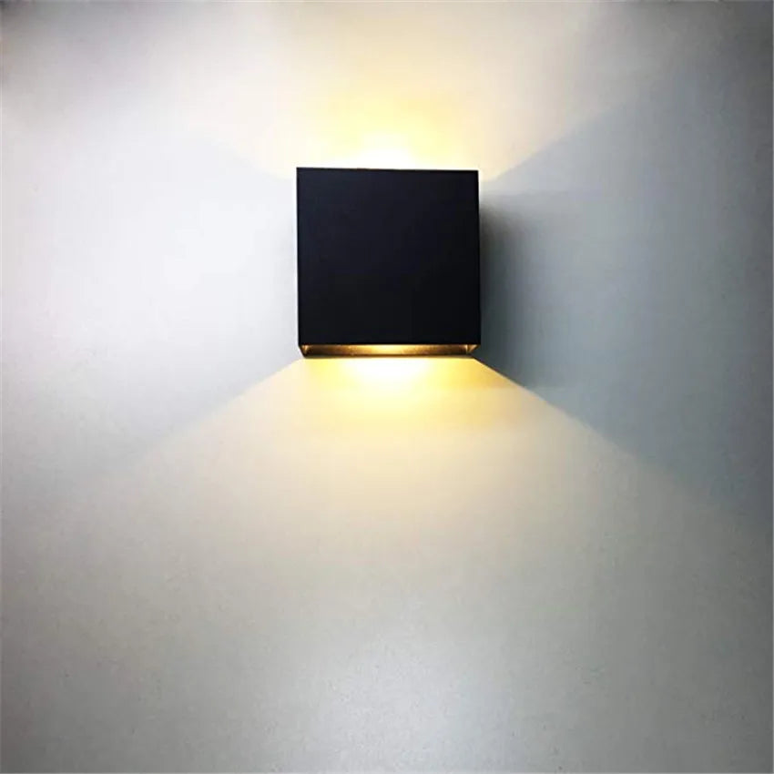 applique murale led moderne 6w noir blanc cube minimaliste chambre cuisine entree salle manger