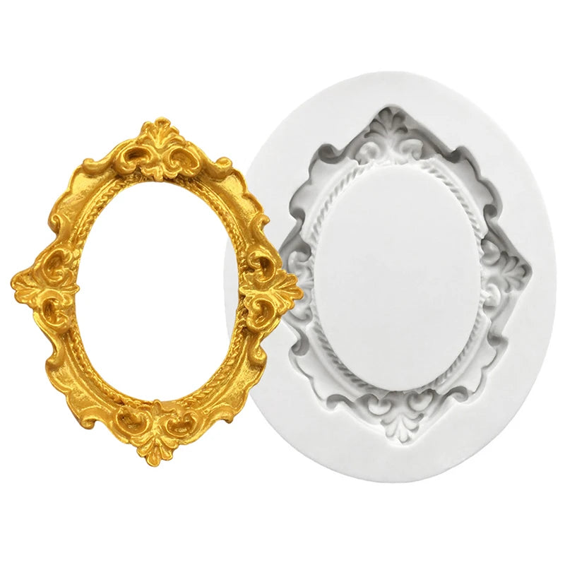 cadres photo silicone doré blanc baroques classiques moules deco fondant cupcakes gâteaux