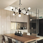 suspension lumineuse industrielle fer noir 12 lumières pince suspension branches ampoules éclairage loft art