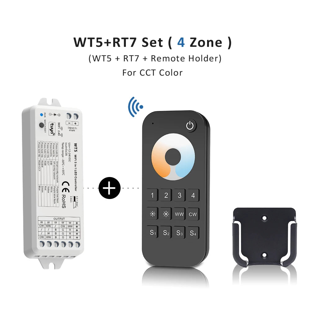 contrôleur led intelligent wifi rf 24g rh blanc noir cct rgb cct rgbw led
