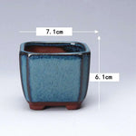 pots bonsaï chinois céramique porcelaine bleu brun texture grès effet craquelé classique artisanal