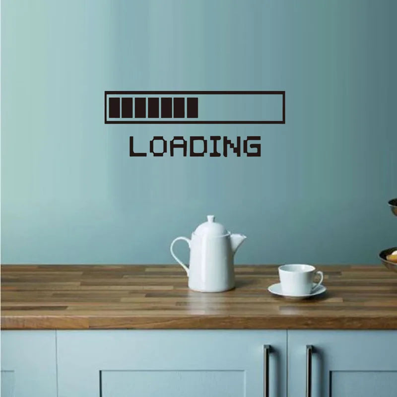 autocollant mural pixel art loading minimaliste noir adhésif résistant eau chambre salon décoration intérieure