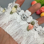 ruban dentelé franges fleurs artificielles noir blanc rose pâle vintage romantique mariage