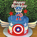 décoration gâteau thème batman captain america chauves souris ville super héros anniversaire enfant festivité