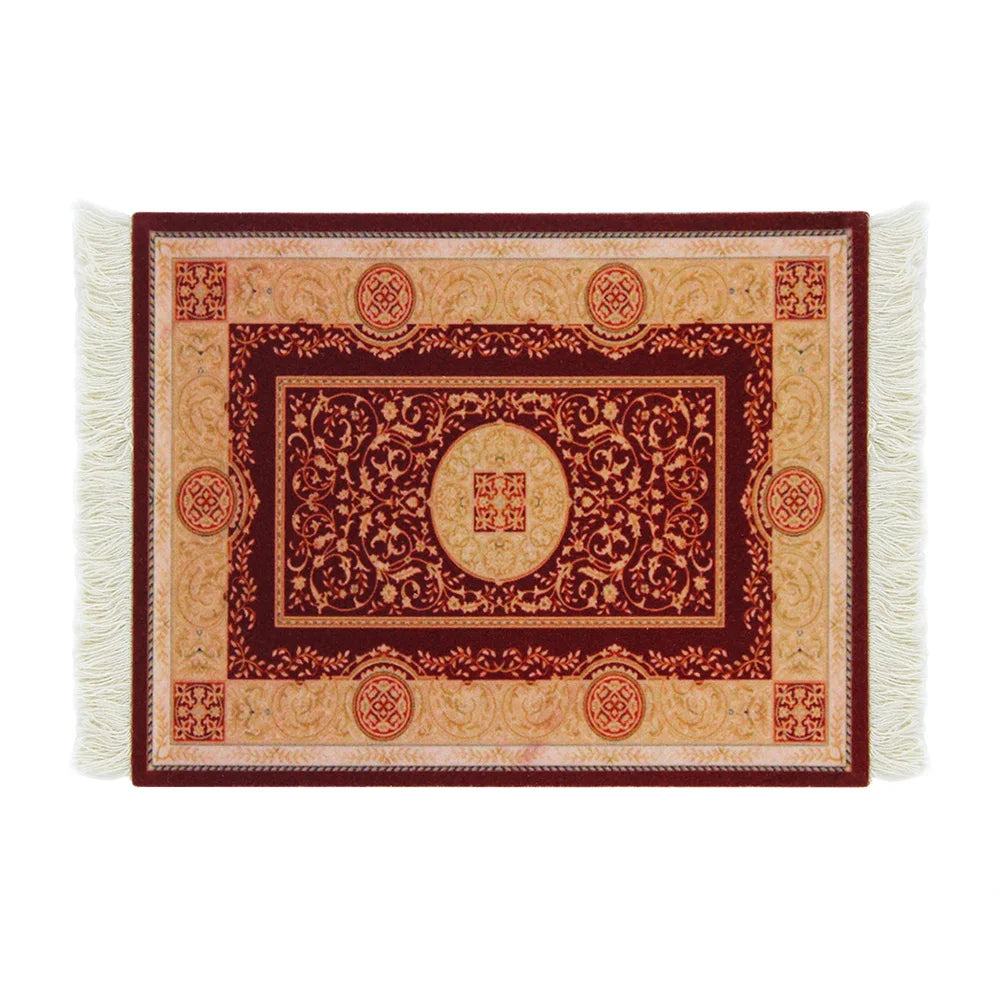 tapis floral orné anti dérapant rouge blanc vert bleu noir tissu caoutchouc