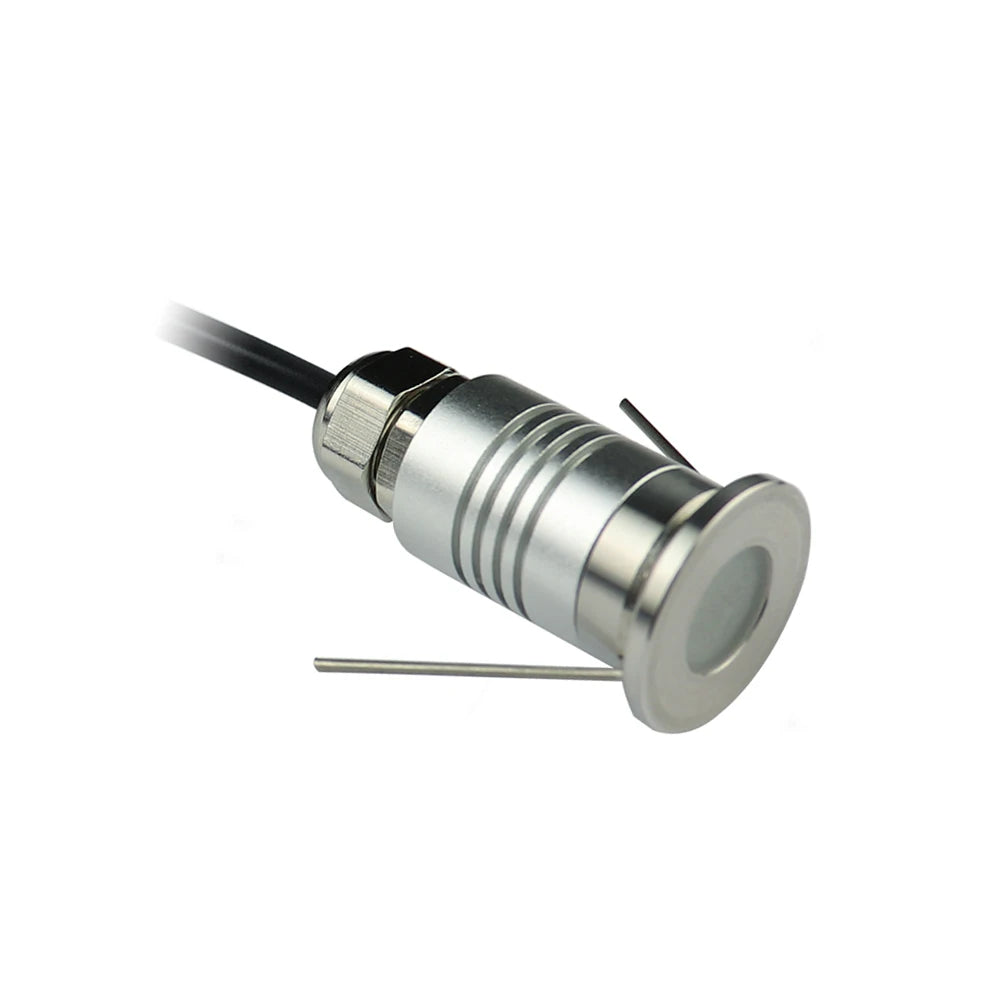 Spot LED moderne argenté résistant l'eau IP67 câble noir 12V LED