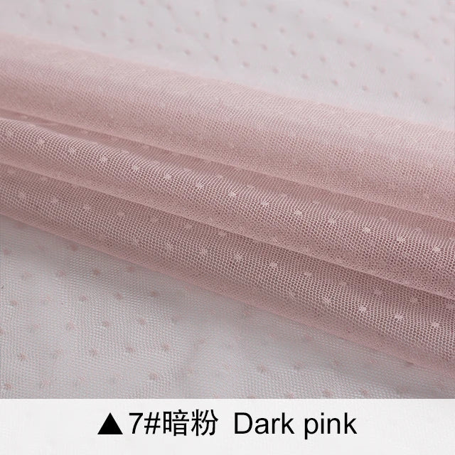 tulle rose clair noir points petits translucide délicat élégant polyester respirant tissu daim dobby