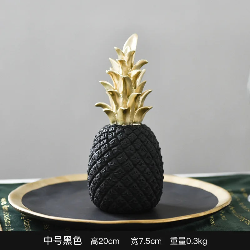 décoration moderne ananas résine noir blanc doré texture fruit chambre