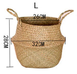 panier pliable osier tissé motifs réguliers poignées cuir naturel rustique jardin