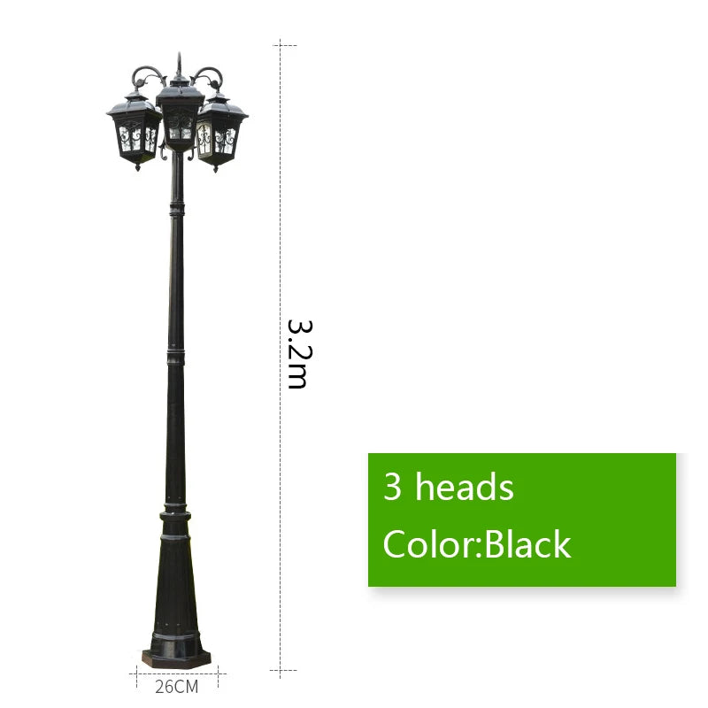lampe rue industrielle bronze noir verre teinté ornements floraux classique ip54 26cm 3m