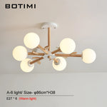 lampe suspendue moderne blanc bois boules translucides branches led chambre salle manger