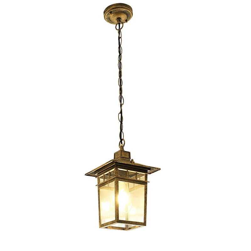 lampe suspendue vintage noir bronze verre transparent cadre carré chambre salon étude chambre d'hôtel