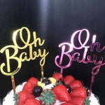 décoration gâteau Oh Baby acrylique transparent or rose moderne élégant anniversaire mariage noël transparente