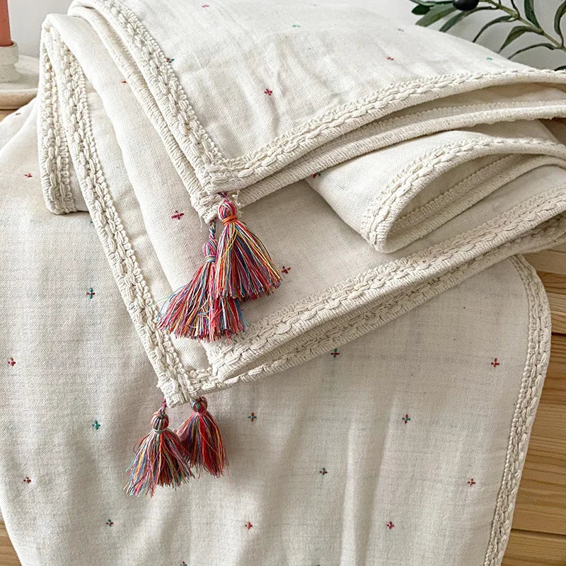 couverture coton bébé motif floral portable été usage maison voyage adhésif rustique