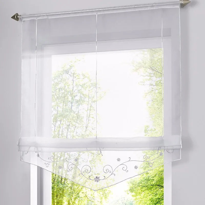 rideau roman brodé floral transparent voile polyester classique decoration maison