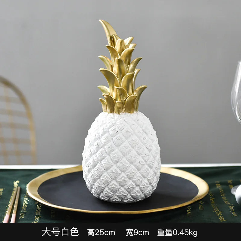 décoration moderne ananas résine noir blanc doré texture fruit chambre