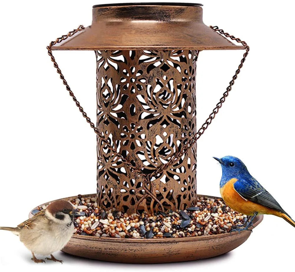 lanterne solaire mosaïque verre coloré niche oiseaux suspendue lumières rvb patio décoration extérieure bronze