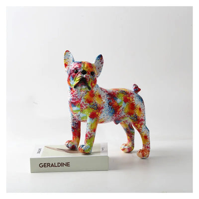 Statue de bouledogue français en résine jaune clair - décoration intérieure Ombre Interieur