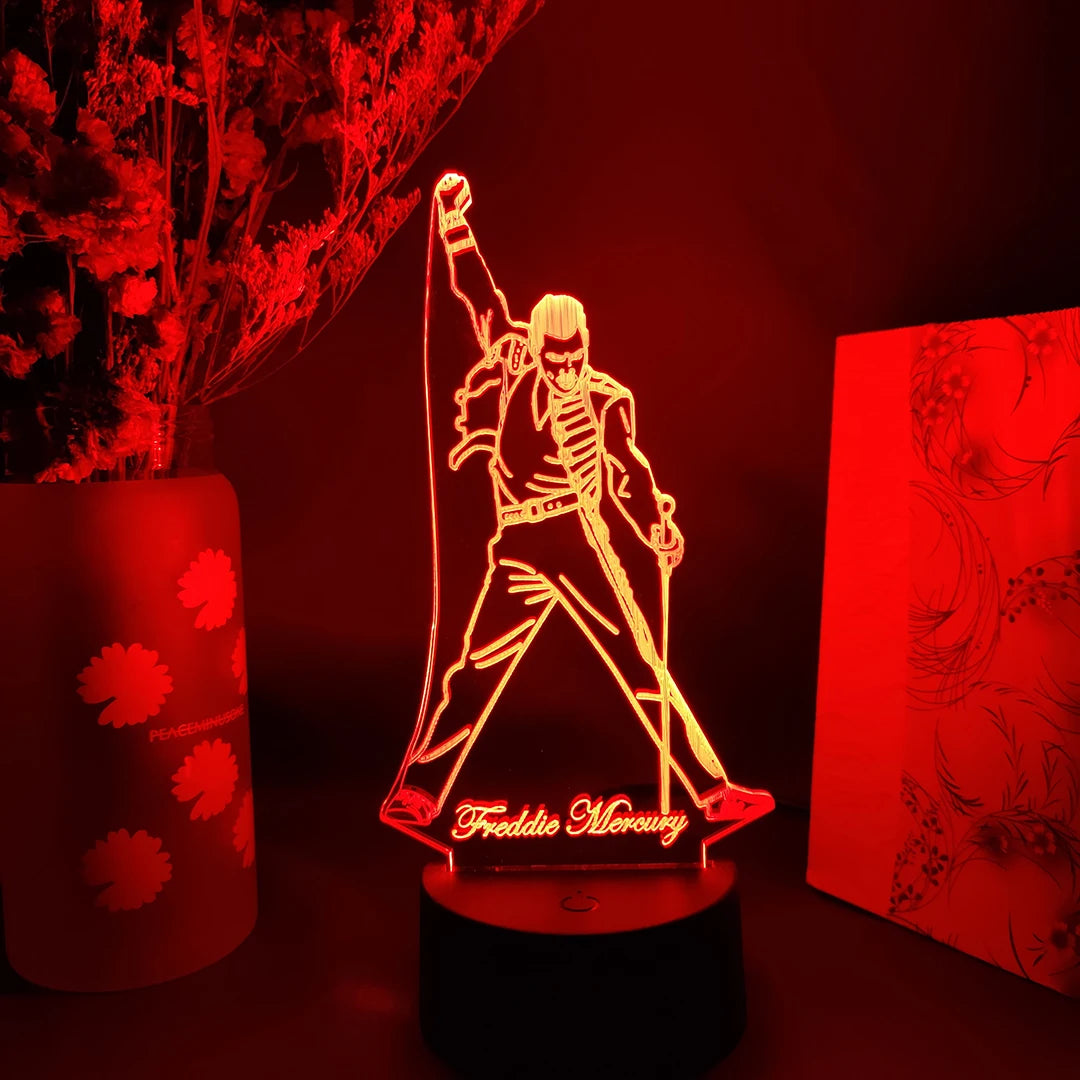 lampe led freddie mercury silhouette couleur violet bleu vert jaune rouge blanche transparente moderne