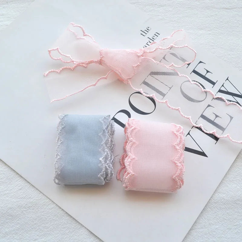 ruban dentelle fine polyester coton rose clair gris vert pâle blanc violet translucide élégant