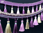ruban pompons bleu blanc rose décoration textile maison vêtement élégant 50cm 100cm