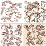 timbres vintage baroques motifs floraux ornements feuilles fleurs marron clair décoration artisanale scrapbooking