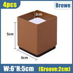 pieds meubles ajustables marron clair texture rugueuse adhésif moderne fixations variées dimensions multiples