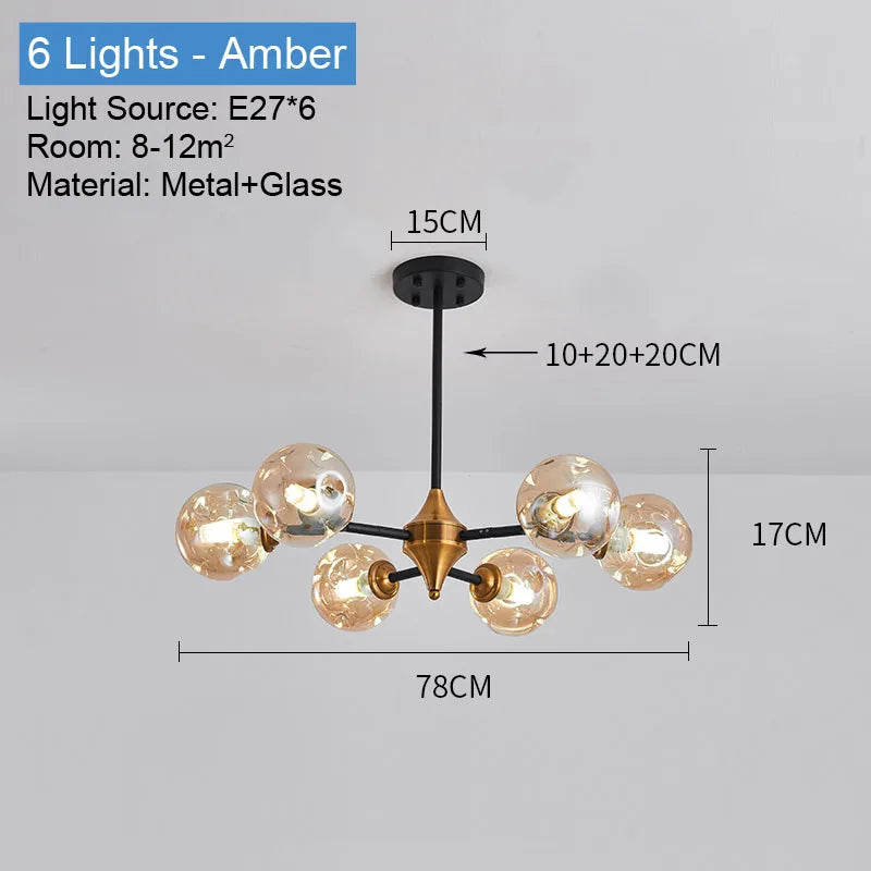 lustre led moderne sphères translucides noir doré bubble light semi encastrée(touches)