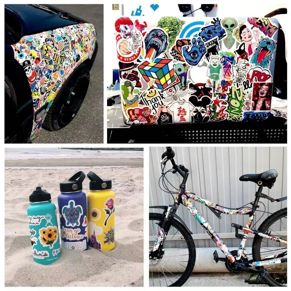 autocollants animaux cartoon mignons stickers variés opaques adhésifs 100 pièces