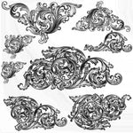 timbres vintage baroques motifs floraux ornements feuilles fleurs marron clair décoration artisanale scrapbooking