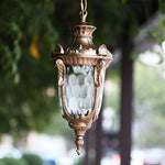 lampe suspendue classique noir doré texture métallique motif sculpté chambre salon étage hall