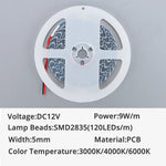 ruban led flexible blanc smd2835 adhésif moderne 12v 3000k 4000k 6000k 5m haute luminosité