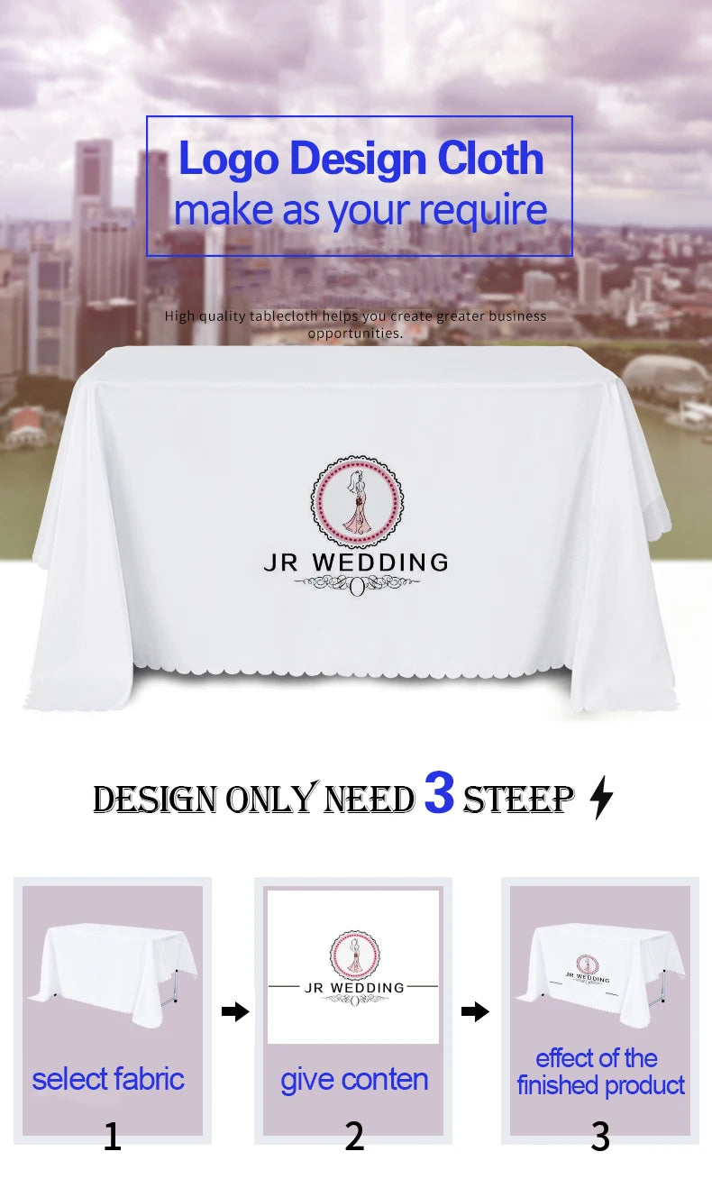 nappe table personnalisable moderne orange blanche bleu marron logo ethnique mariage extérieur festivité