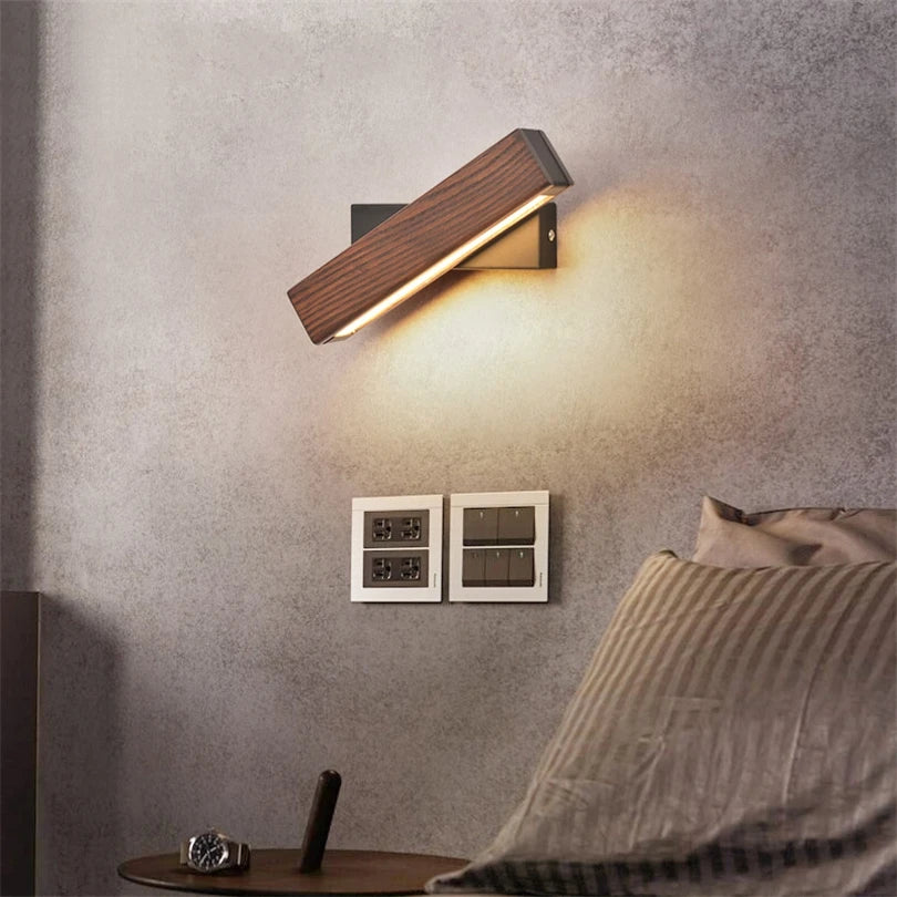 applique murale bois texturé marron foncé éclairage chambre entrée étude lumiere led moderne minimaliste