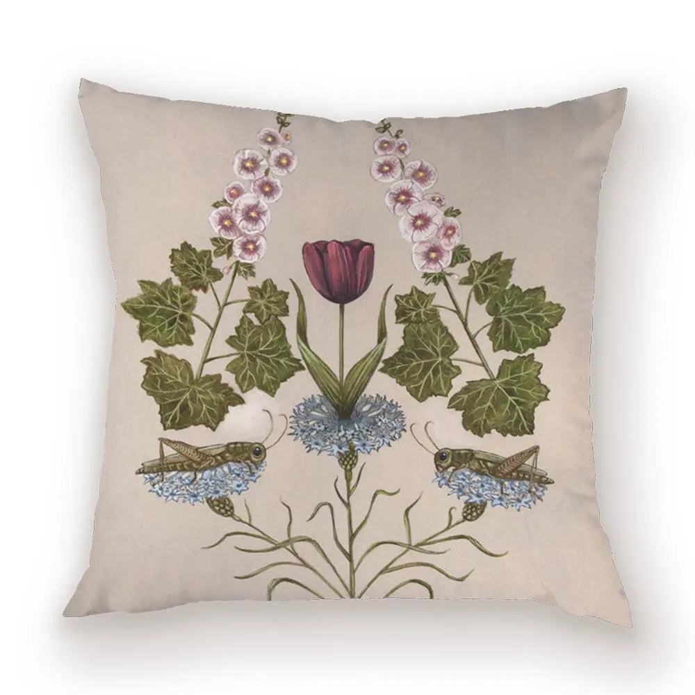 taies d'oreiller carrées fleur vintage polyester blanc décoratives