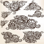 timbres vintage baroques motifs floraux ornements feuilles fleurs marron clair décoration artisanale scrapbooking