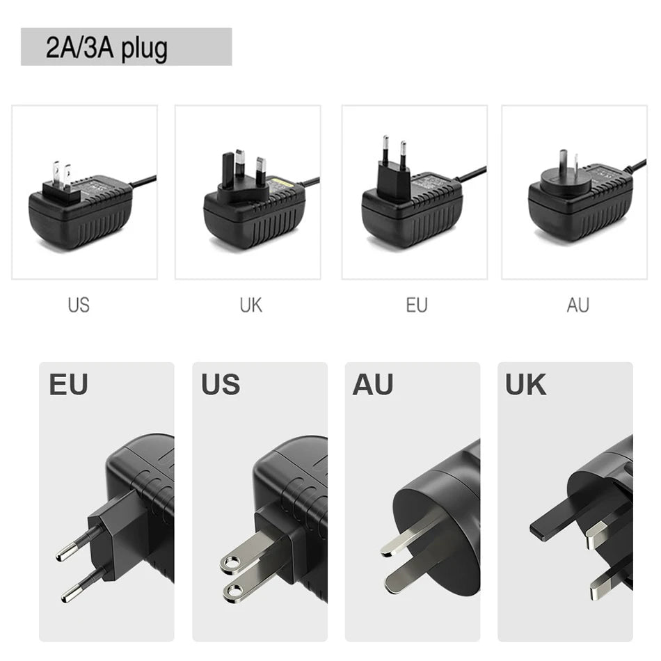 adaptateur secteur 12v 2a 24v 1a 5v 3a prise eu us câble noir classique