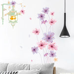 autocollant mural fleurs stylisées moderne vert pastel rose violet blanc opaques décoration intérieure chambre